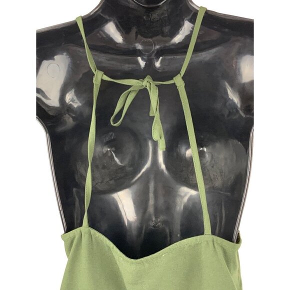Abercrombie & Fitch strappy summer dress womens M olive green - Picture 3 of 6